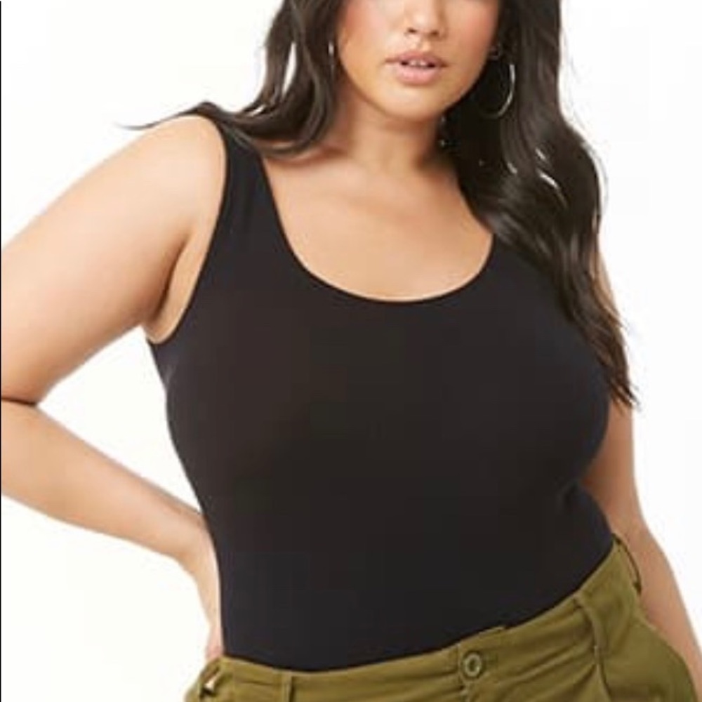 Plus Size Black Basic Bodysuit Size 0X/1X